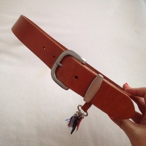 Japanese MILKFED medium brown leather charm belt