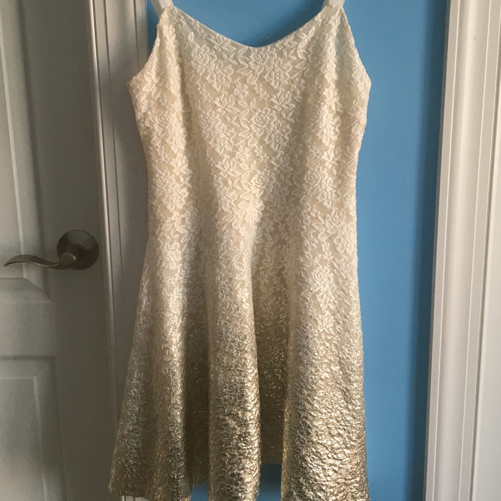 Free People Mini Metallic White Dress
