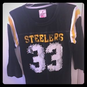 Victoria's Secret Pink NFL Steelers 3/4 sleeve tee