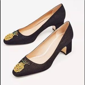 Zara SZ9 black denim pineapple jeweled block heel