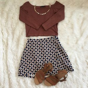 Forever 21 Wide Scoop Neck Quarter Sleeve Crop Top