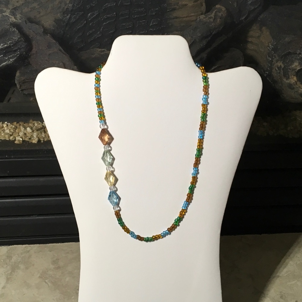 Hand made toggle necklace with crystals
