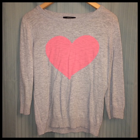Gray & Pink Heart Sweater Blouse - Picture 2 of 4