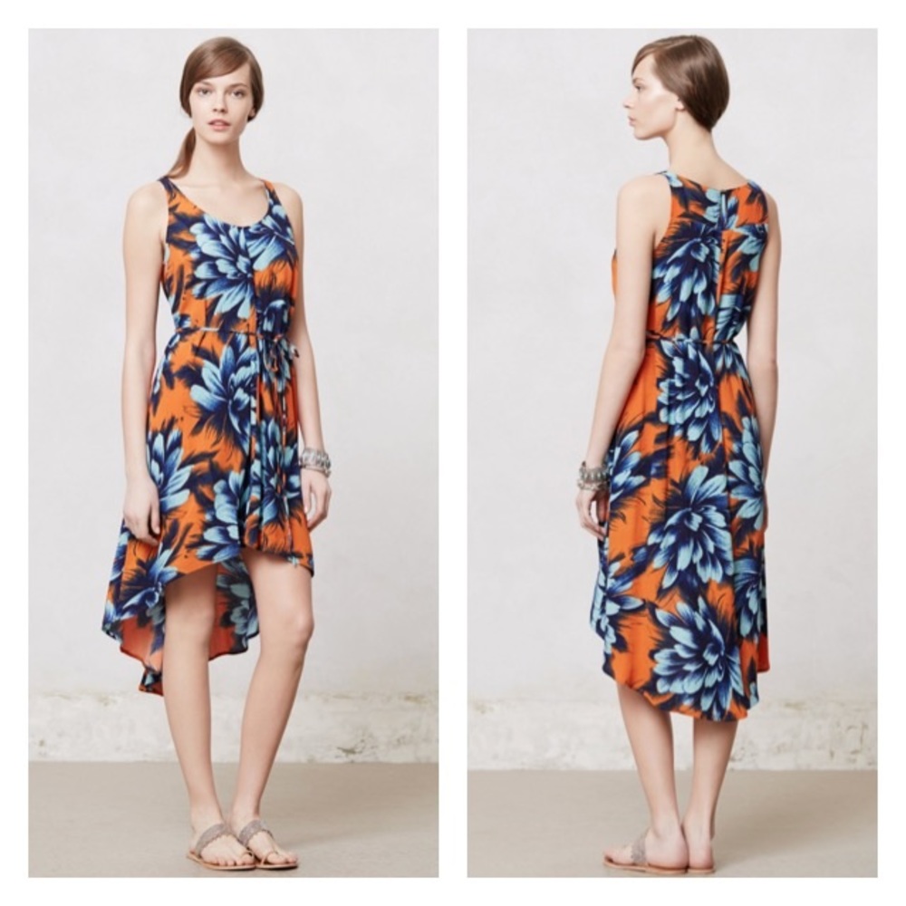 ANTHROPOLOGIE: Maeve Blue Sunset Hibiscus Dress