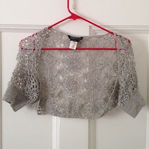 BCBG Max Azria light grey/silver sequined shrug