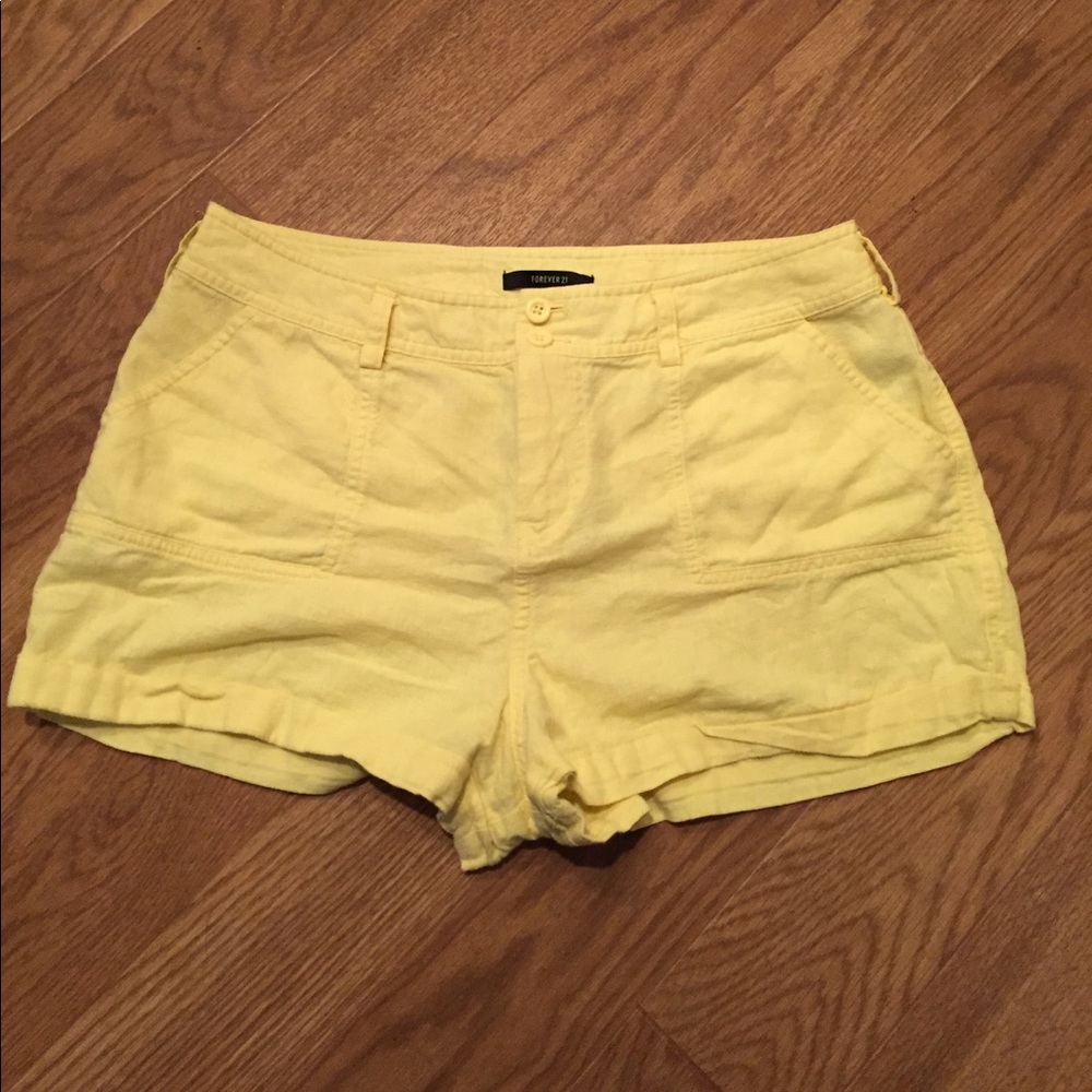 Yellow Linen Shorts
