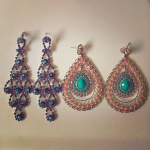 Chandelier Earrings Pair of 2 Colorful