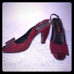 Miu Miu size 40 red leather high heel pumps