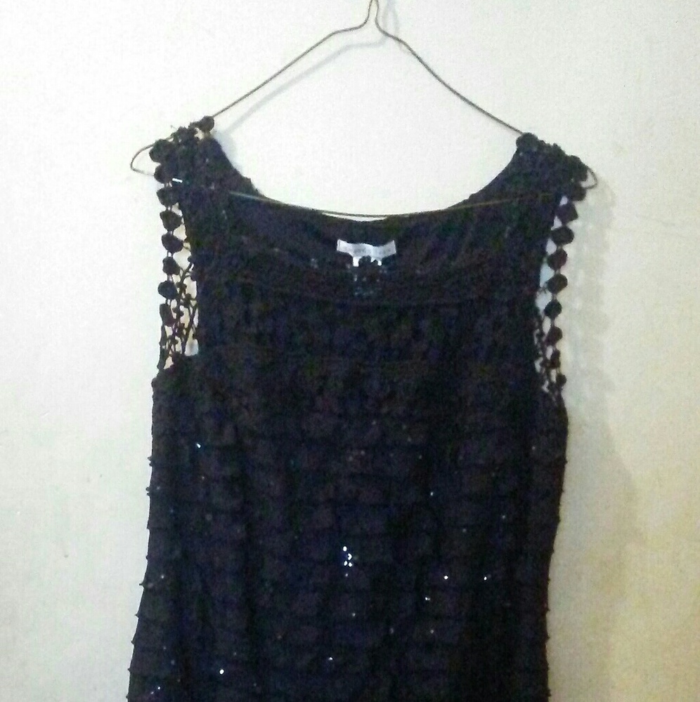 AMANDA LANE Shimmery Black Dress