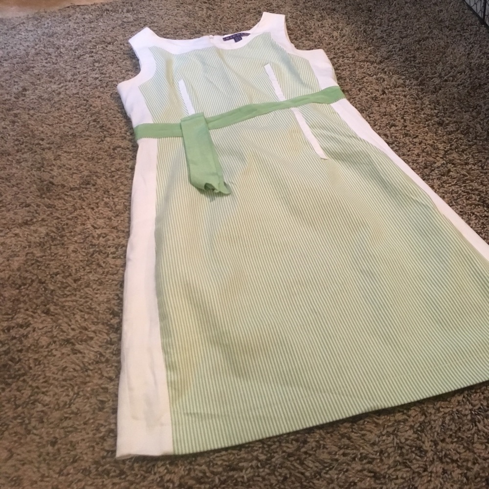 Green and white dress