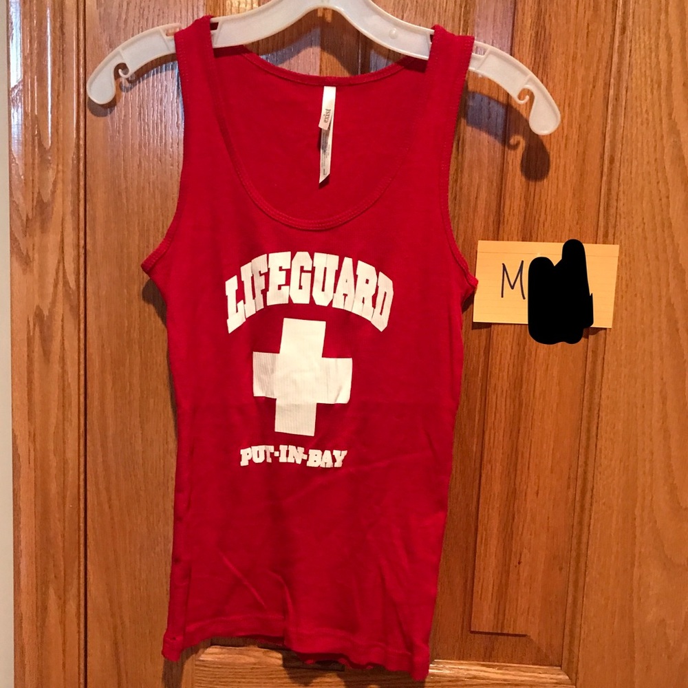 Red lifeguard tank size large