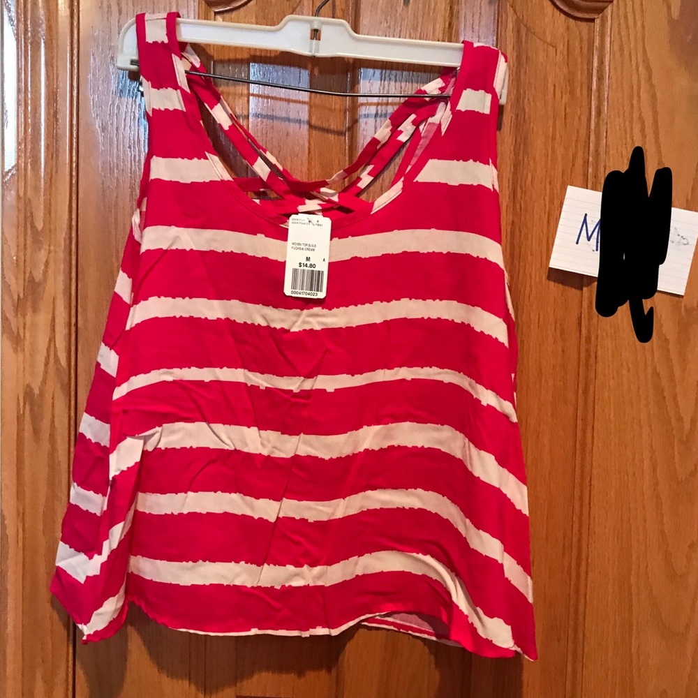 Pink and white striped tank, size medium