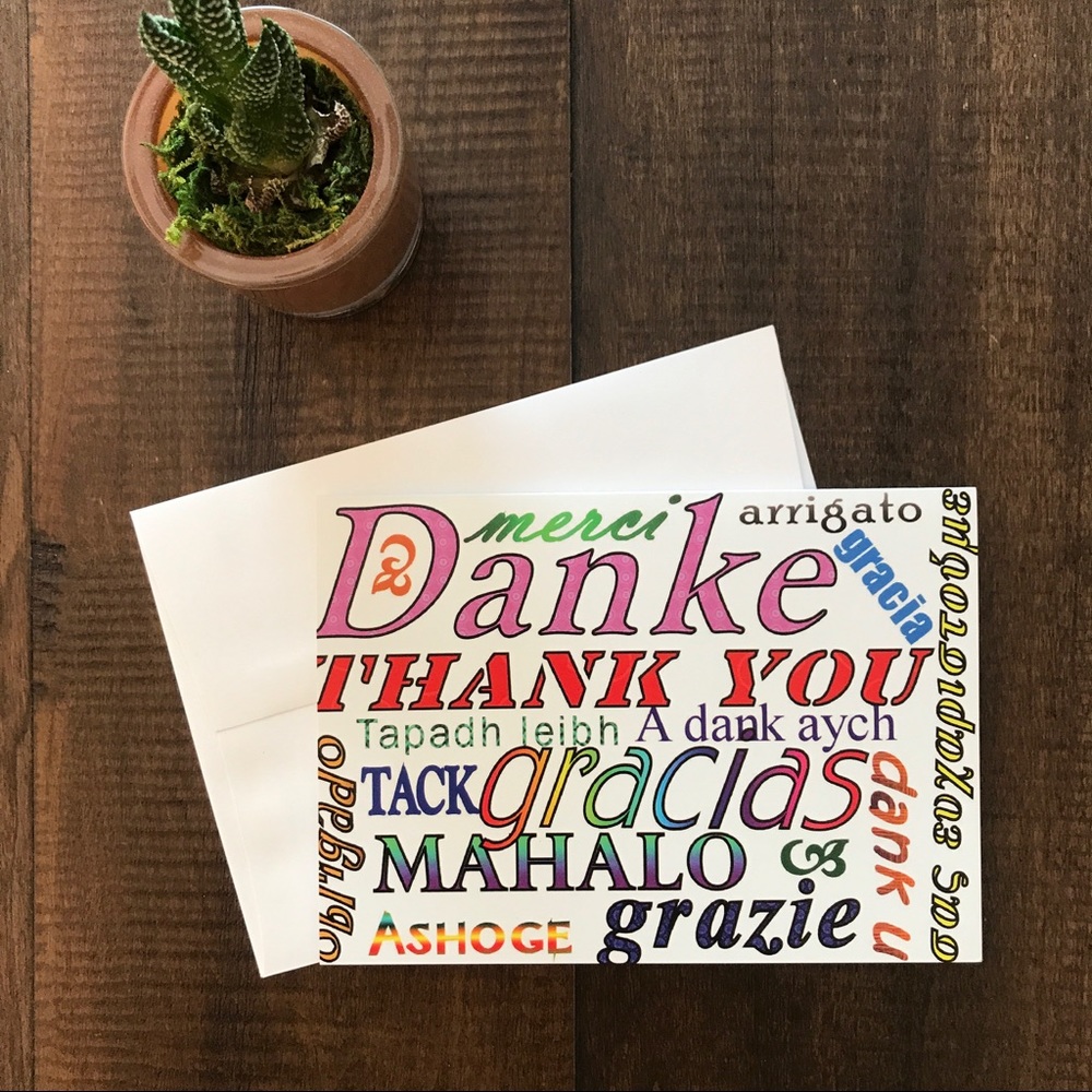 Multilingual Thank You paper greeting cards (5)