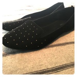 Black flats with gold studs