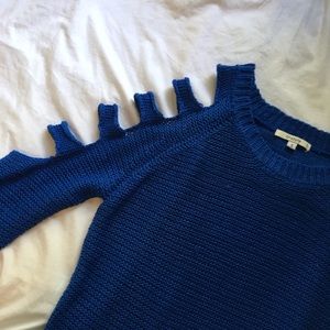 cobalt blue cutout cold shoulder sweater