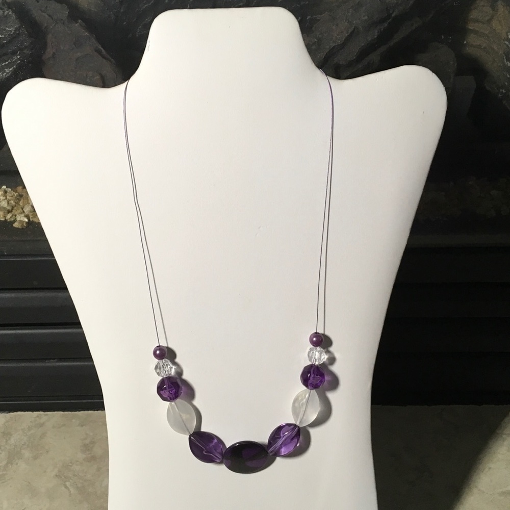 Hand made wire necklace in purple.