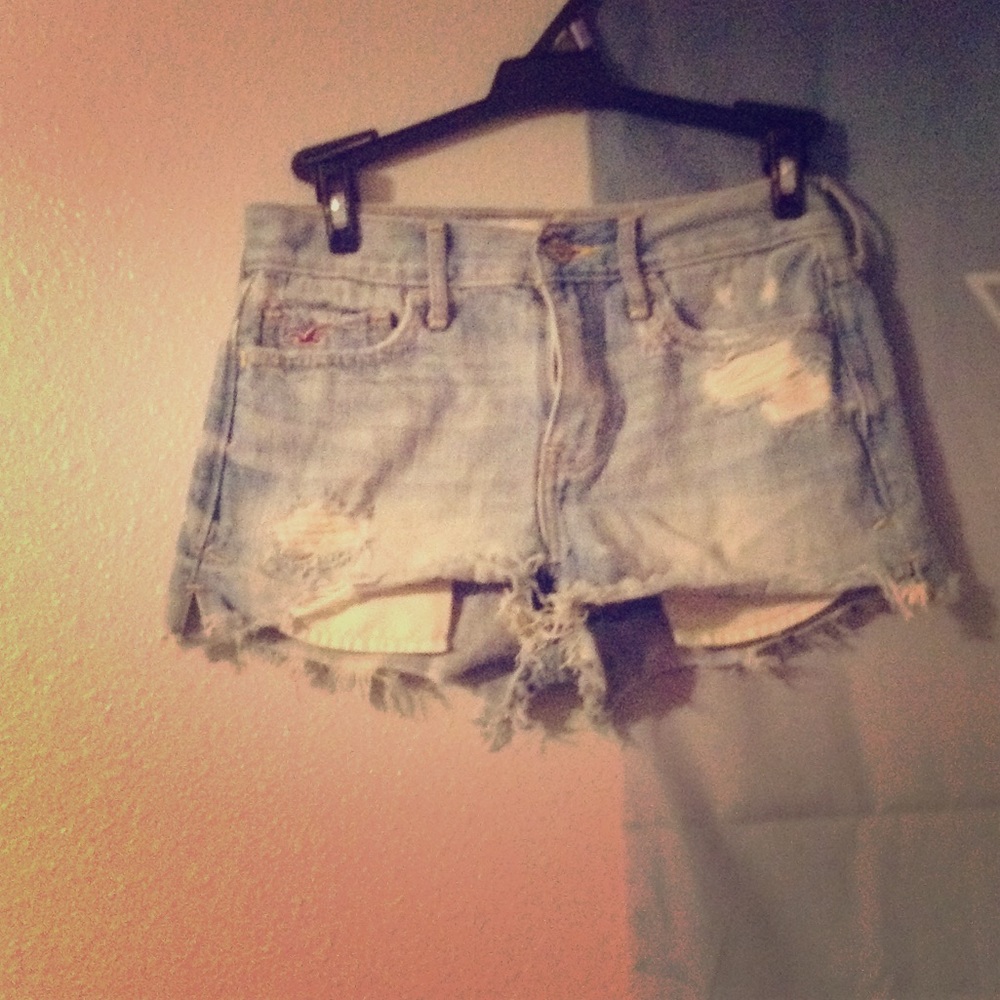 Ripped jean shorts