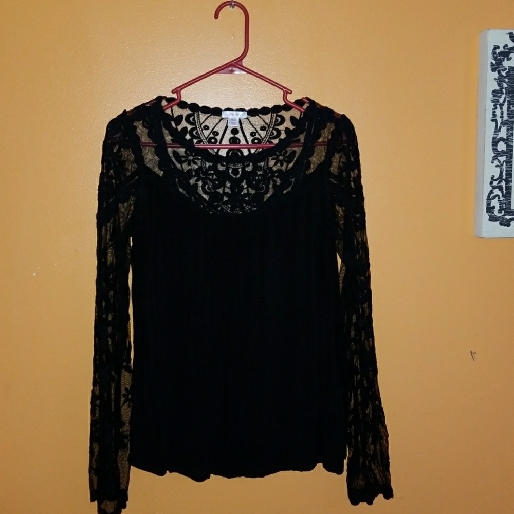 Sheer black xhilaration long sleeve top