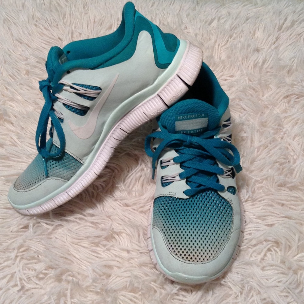 Nike free runs teal ombré custom