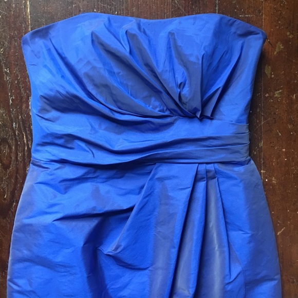 Metallic blue strapless cocktail dress - Picture 3 of 7