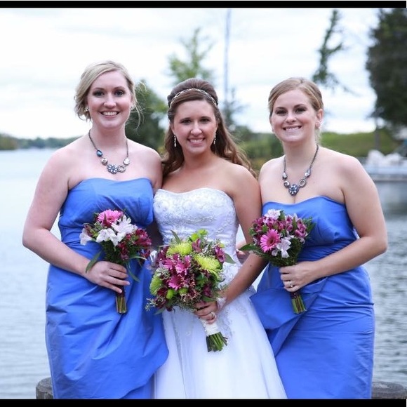 Metallic blue strapless cocktail dress - Picture 7 of 7