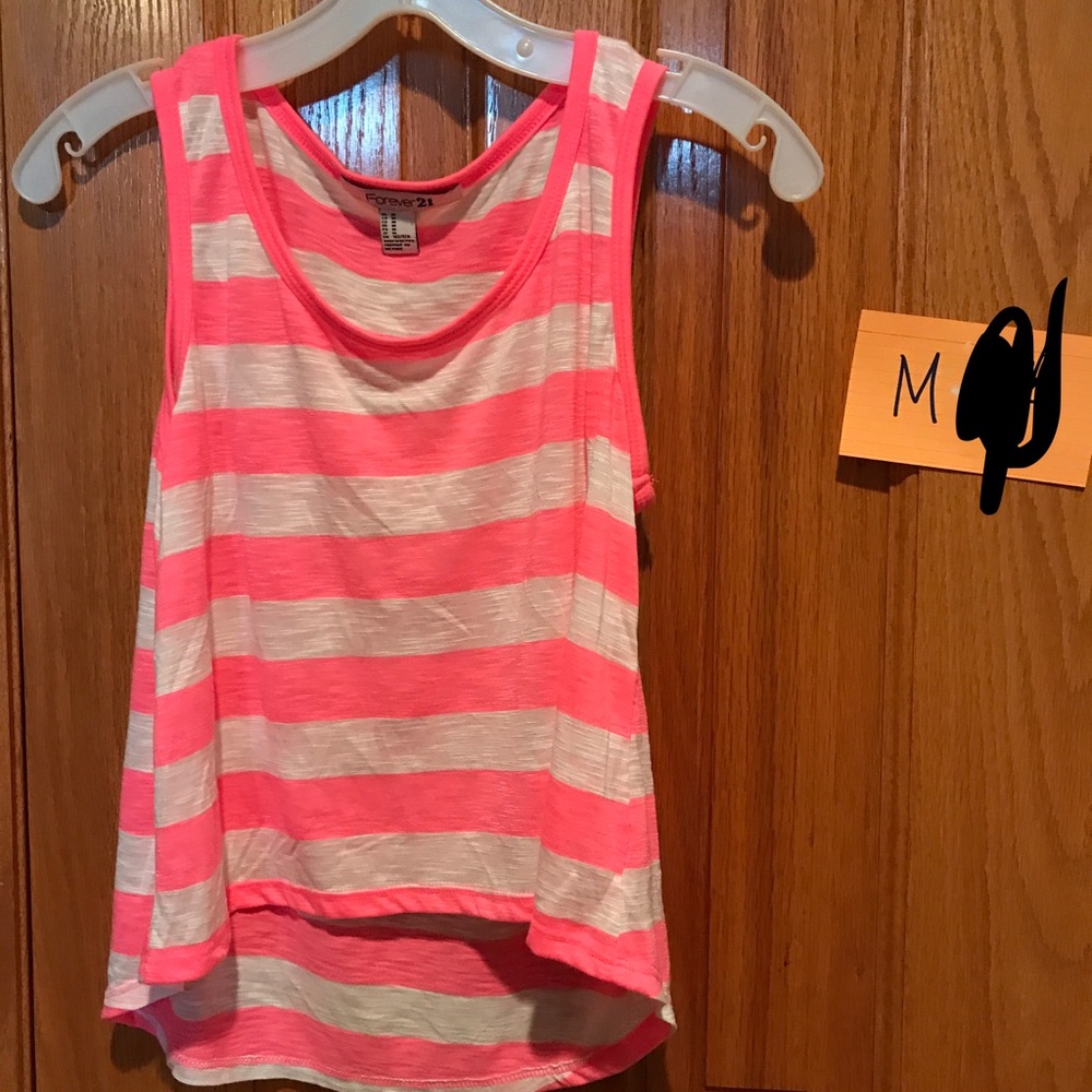 Pink and white striped tank top size medium