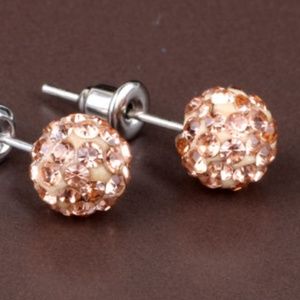 Shimmery Peach Disco Ball Earrings