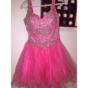 Hot pink sequined homecoming dress