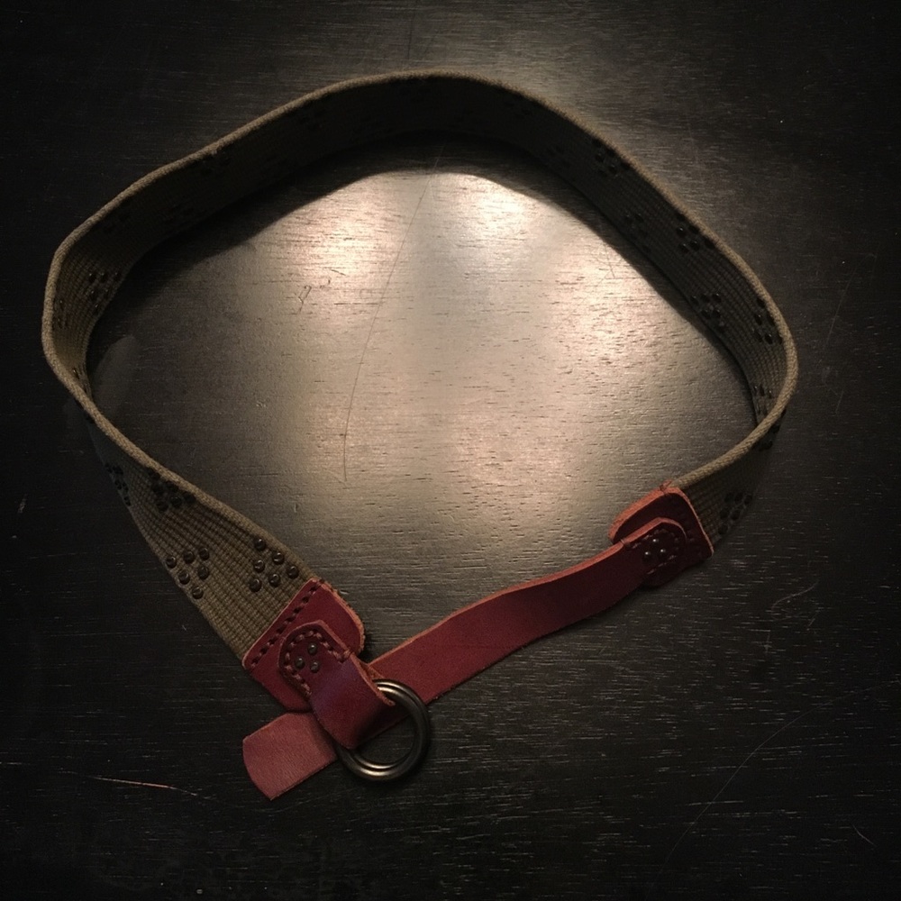 Canvas and leather belt with studs