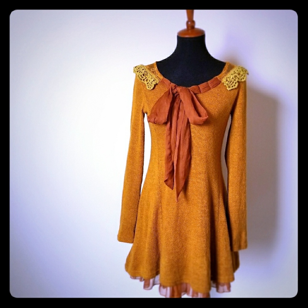 🍁Anthropologie A'reve🍁 Lace&Bow Sweater Dress