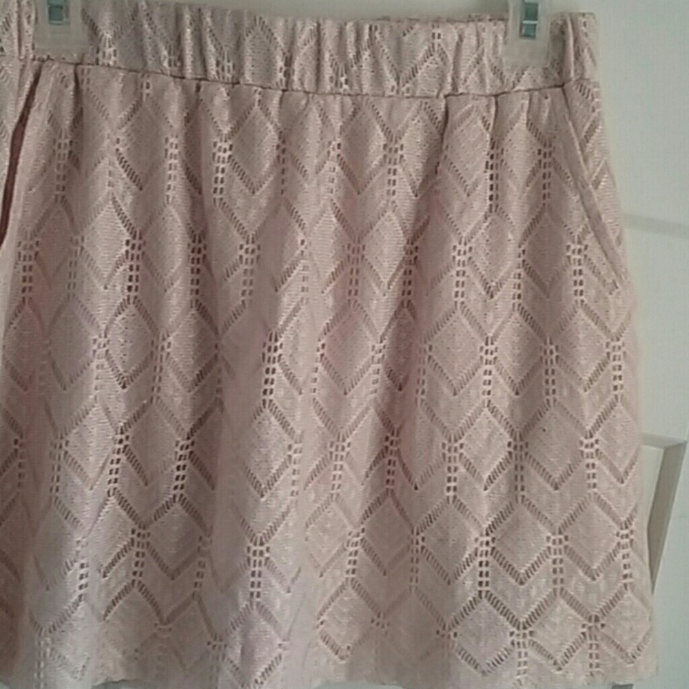 Cream gold tinted lace skirt