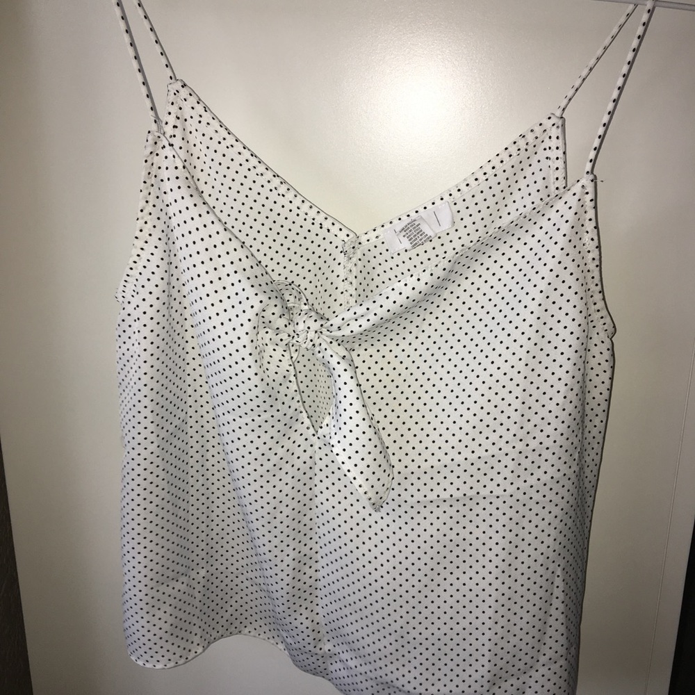 Spaghetti Straped Polkadot Bow Tied Top