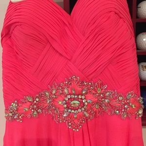 Pink long flowy prom dress