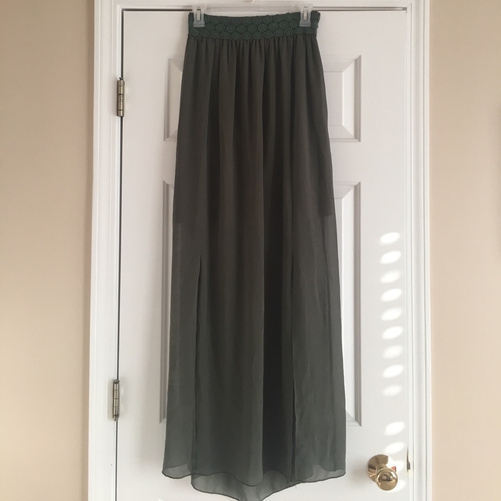 Forest green maxi skirt