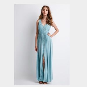 Forever 21 Crochet Yoke Maxi Dress in Sage
