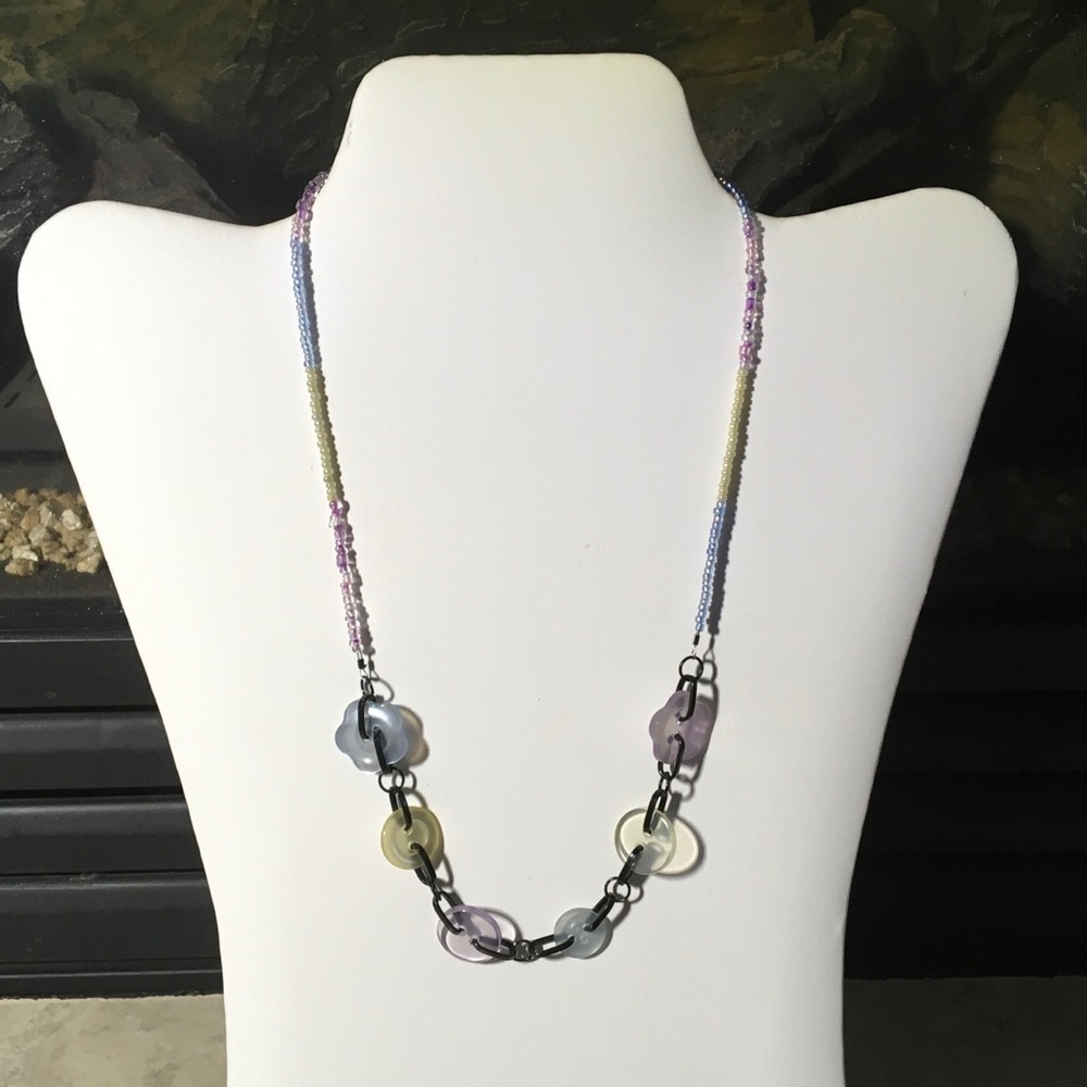 Hand made toggle necklace with button accents