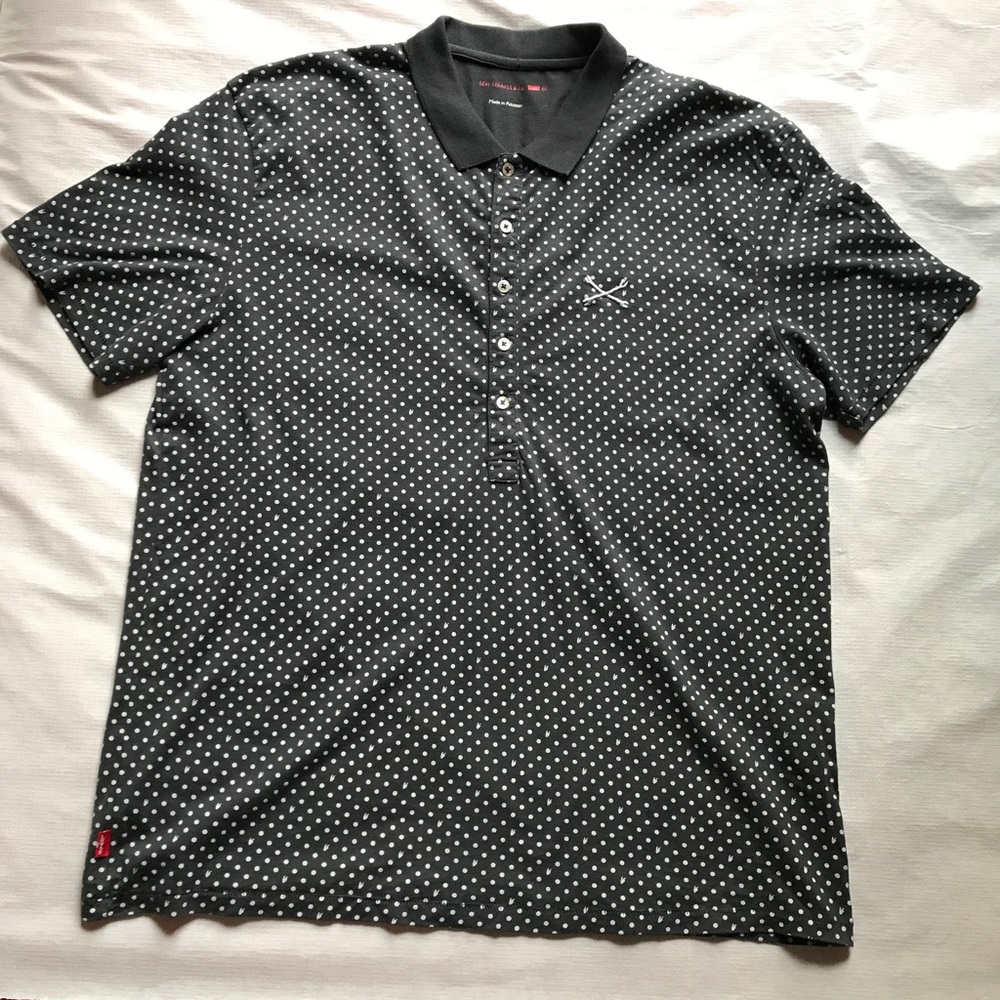 Levi's black and grey print polo