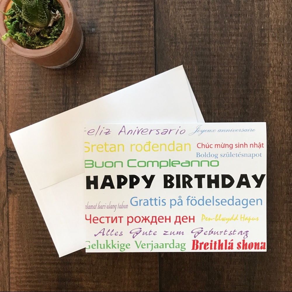 Multilingual Happy Birthday paper greeting cards 6