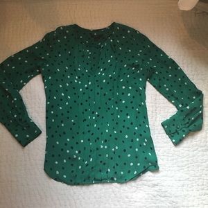 J.Crew Silk Green Printed Blouse
