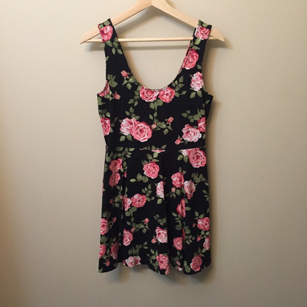 Black and Floral Cotton Dress