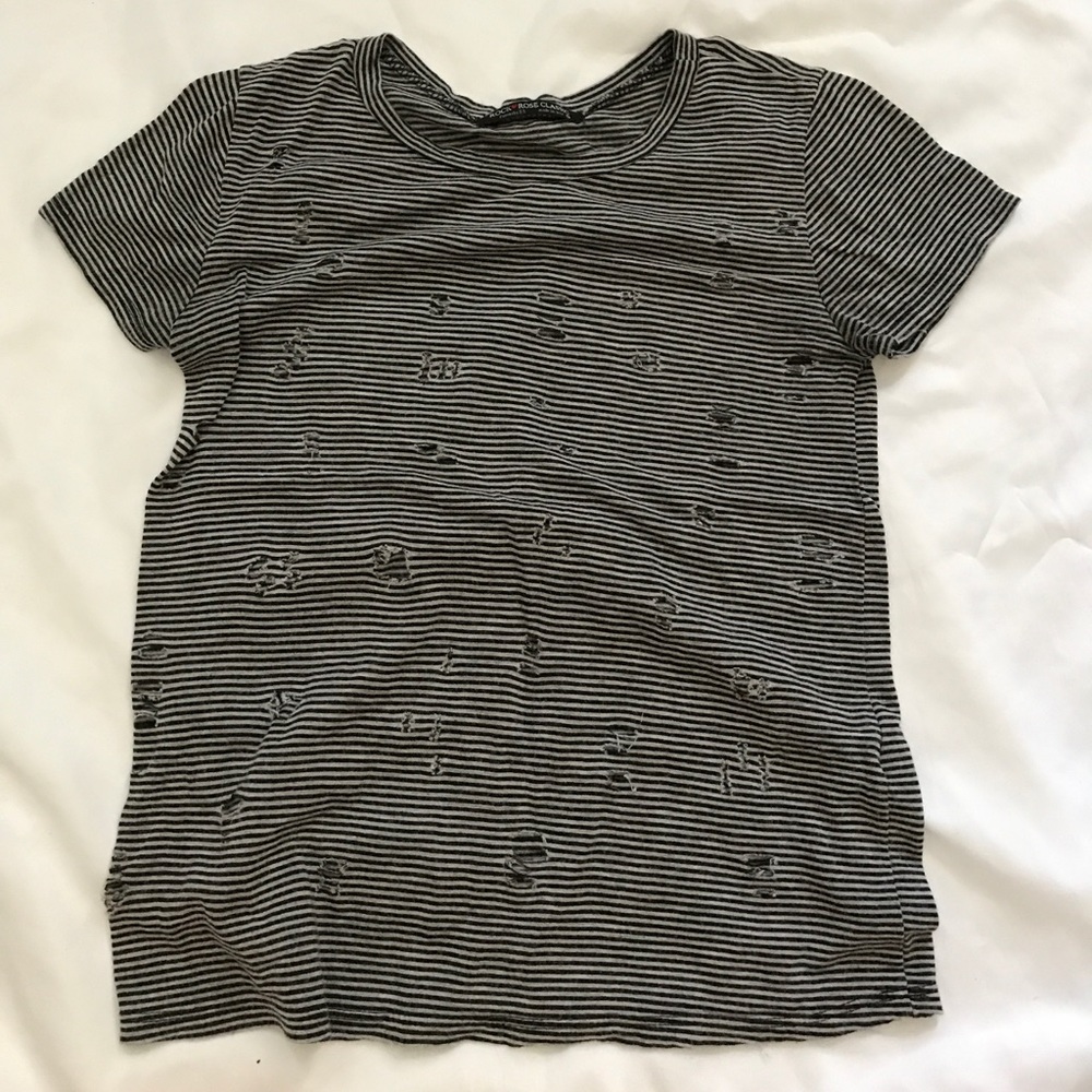 distressed striped top