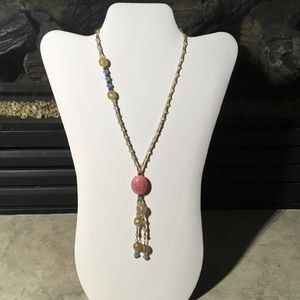 Gold and blue hand made necklace