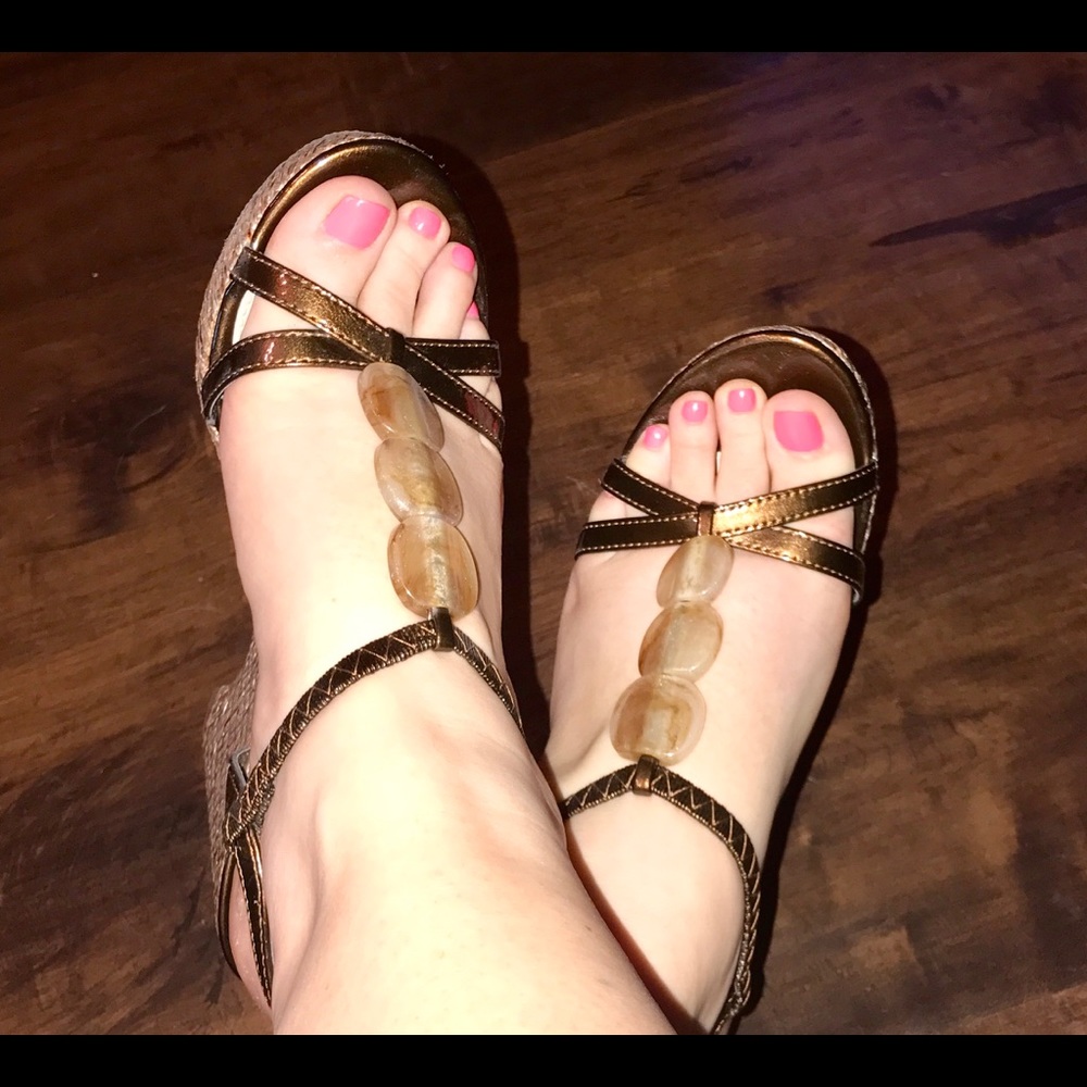 Madeline Stuart Brown Slip-On Wedge w/Stone accent