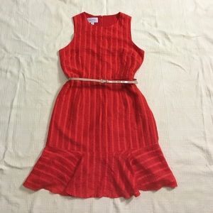 Donna Morgan Textured Trumpet Hem Belt Dress