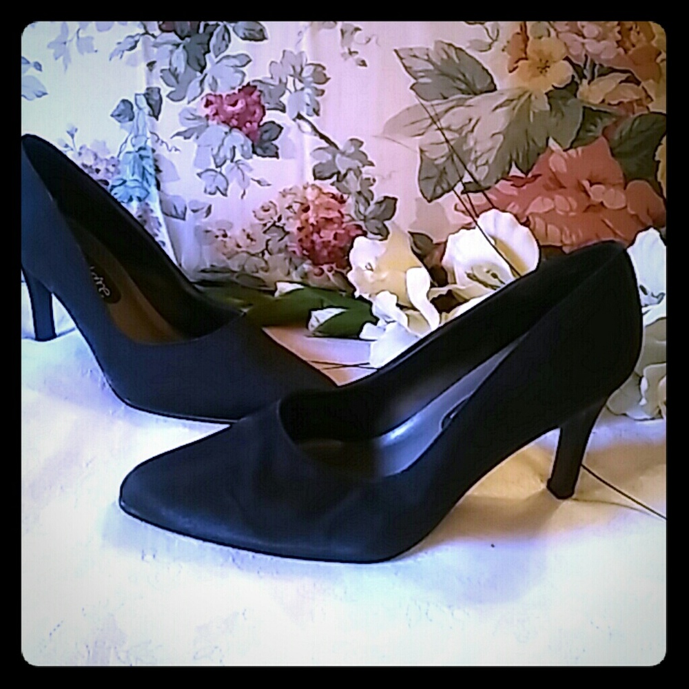 Black Satin Fabric Heels