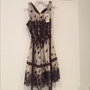 Brown and white flowy patterned dress
