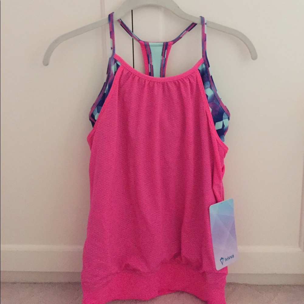 NWT Pink ivivva double Dutch tank size 12!!