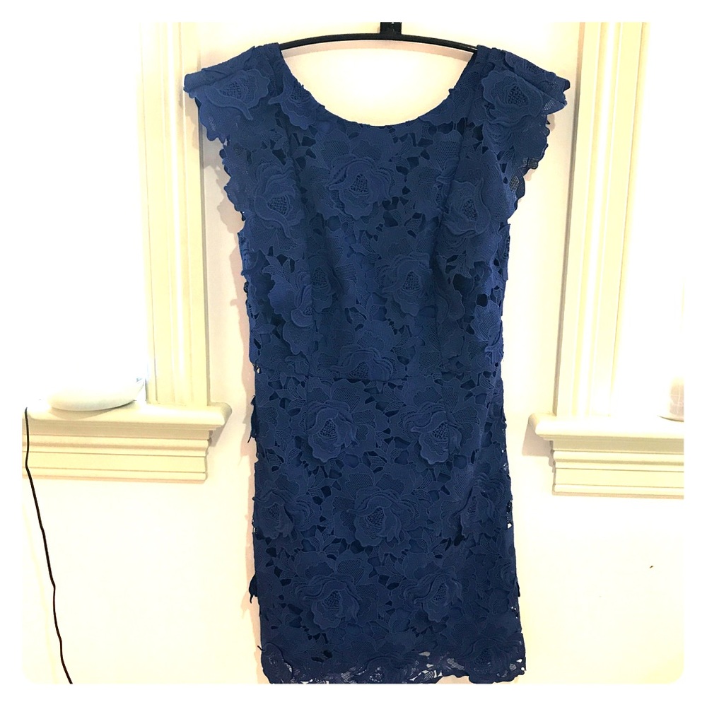topshop blue lace dress