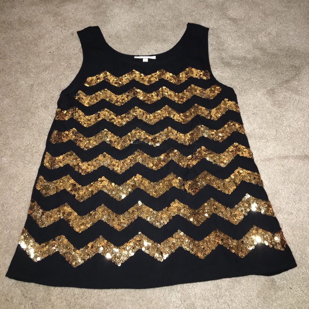 Black and gold sequin tank top