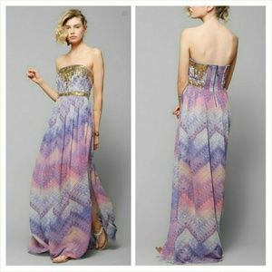 Ecote Sequined Strapless Maxi Dress